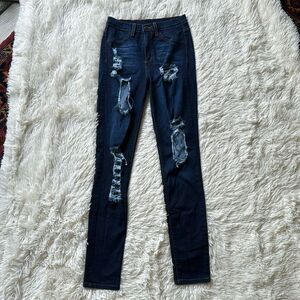 Encore Dark Wash Distressed Skinny Ankle Jeans Size 9